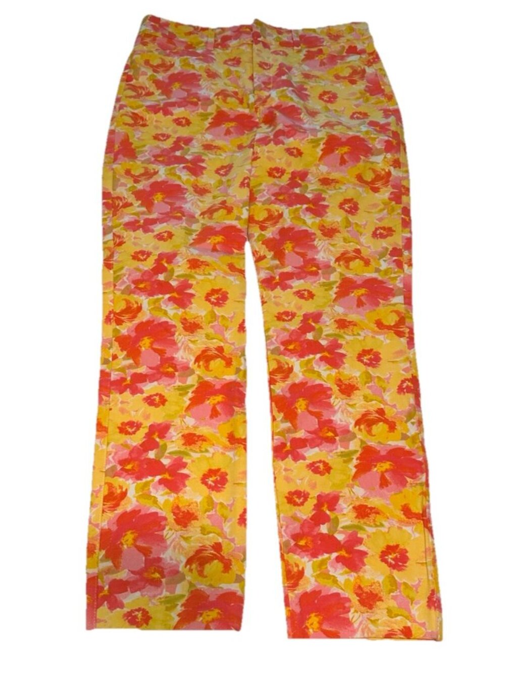 Old Navy Woman 8 Pixie Skinny Ankle Dress Pants  High Rise Zipper Floral Color